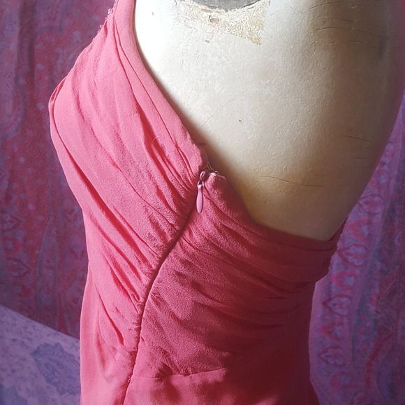 2/$35 Bebe Coral Pink Beaded Ruched Silk Halter Top - Picture 12 of 16